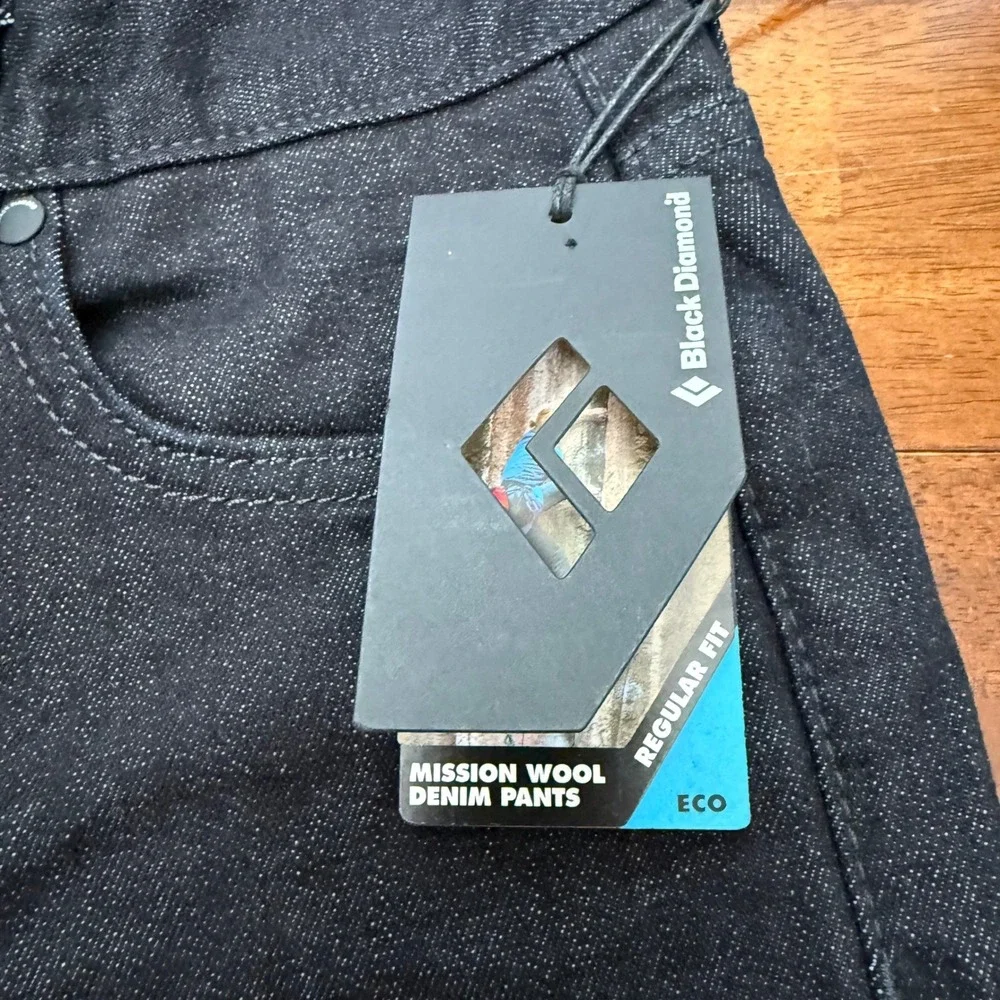 Black Diamond Mission Wool Denim Pants Mens 28x32 Black Technical Climbing New